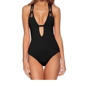 BECCA Black Cutout One Piece Swimsuit
